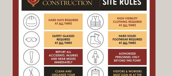 A poster showing the general site rules for a construction site.