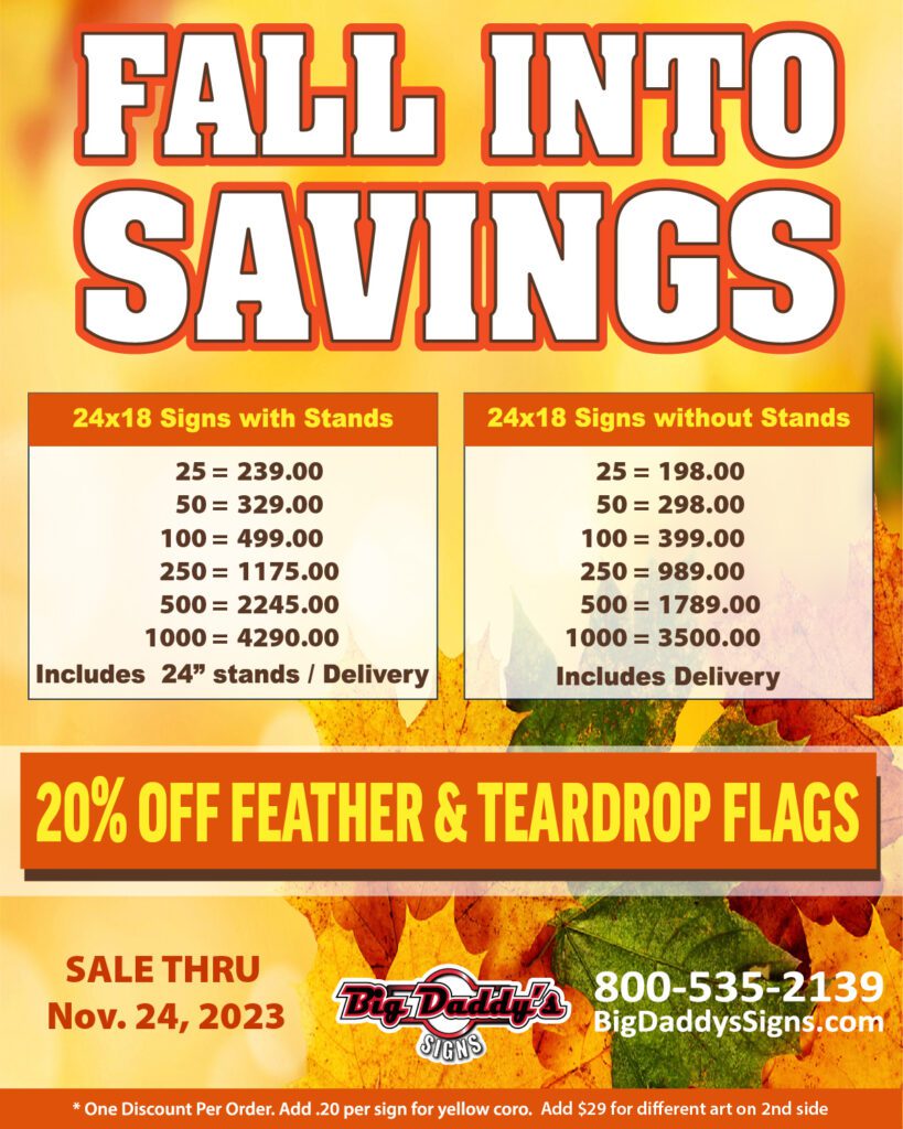 Fall into savings flyer.